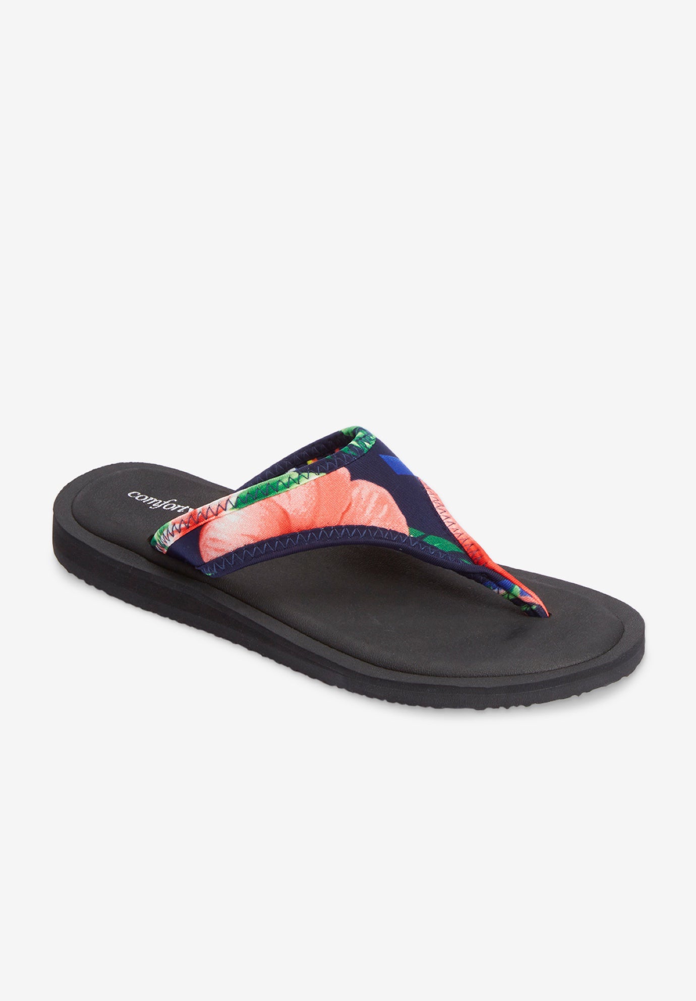 The Sylvia Stretch Fabric Soft Footbed Thong Slip On Sandal image number 0