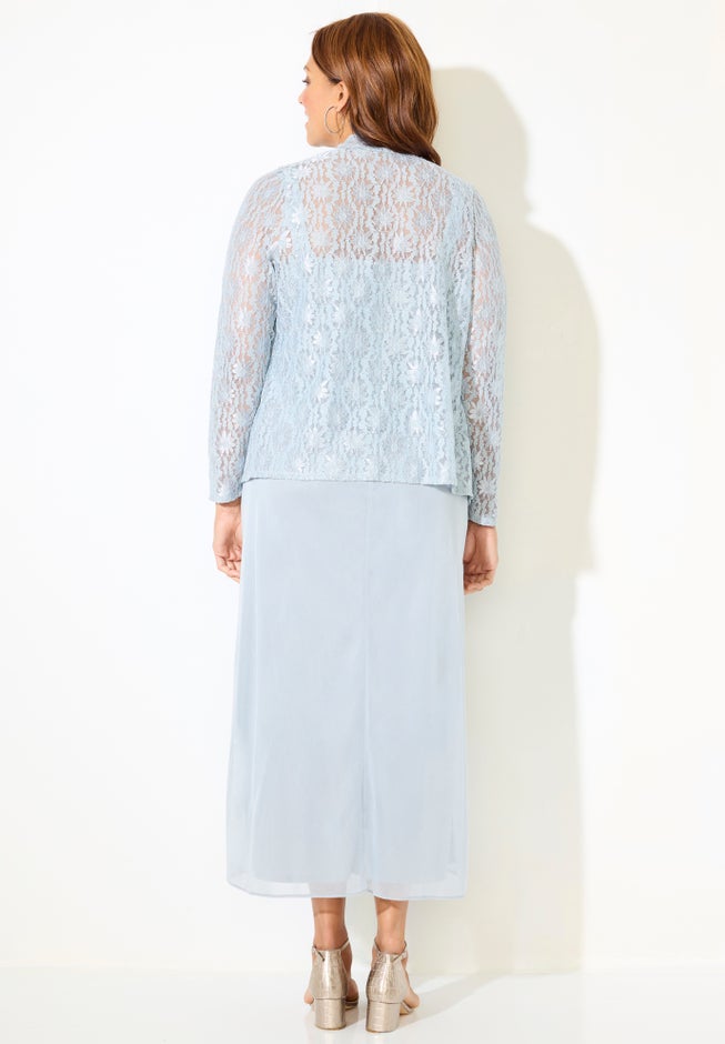 Long Lace Jacket Dress Two-Piece Set image number 1