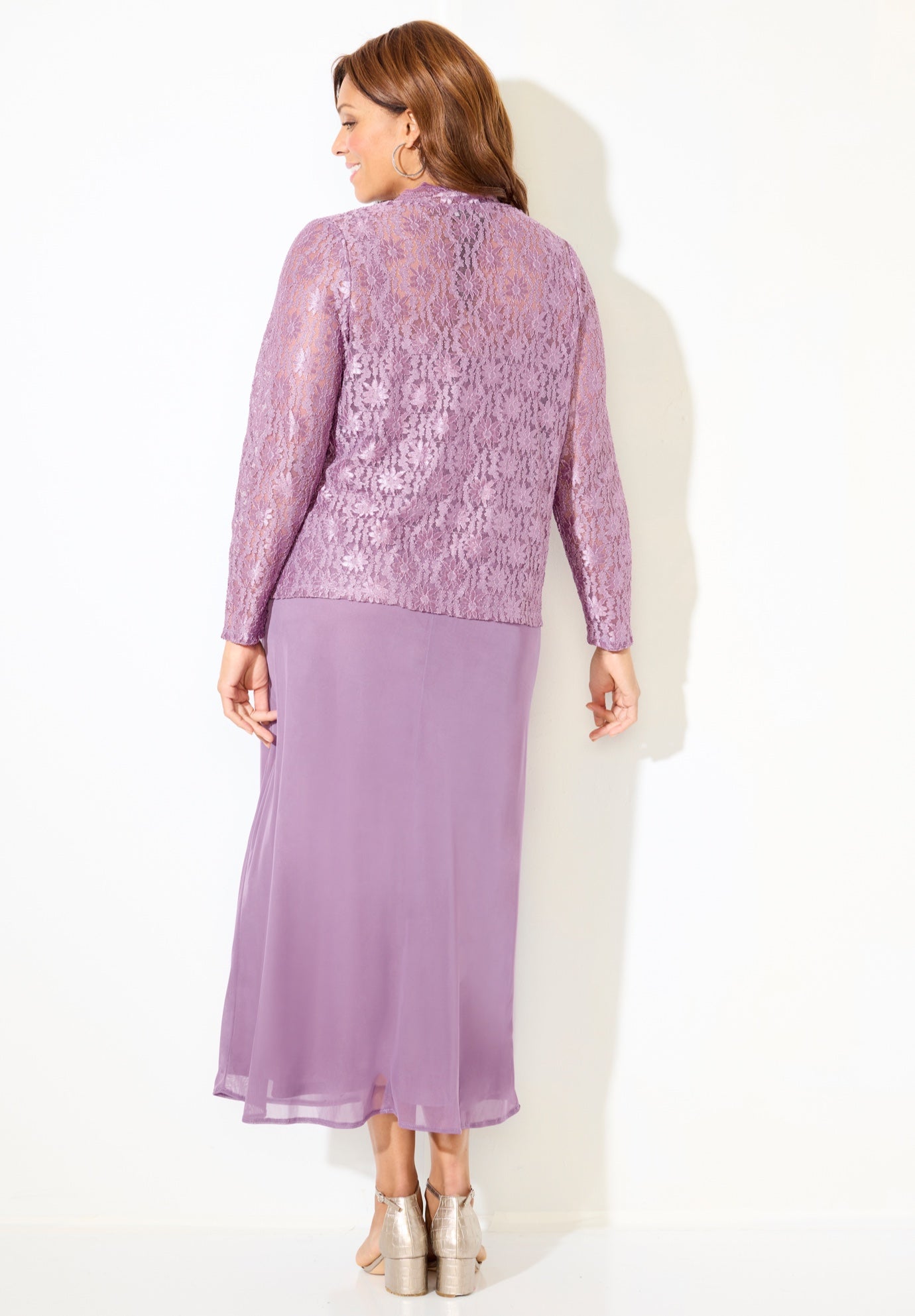 Long Lace Jacket Dress Two-Piece Set image number 1