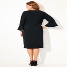 Faux Pearl Trim Ruffle Sleeve Shift Dress image number null