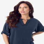 Ultrasmooth&reg; Fabric V Neck Tee with Chain Detail image number null
