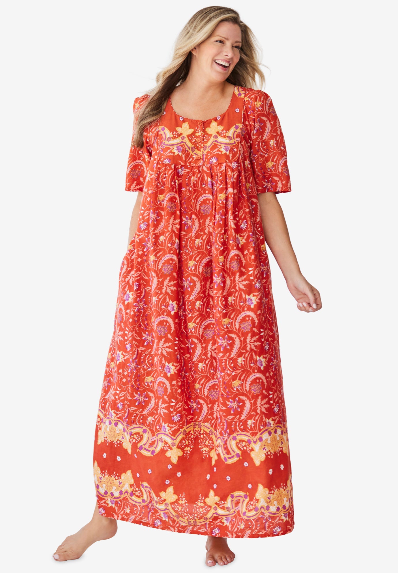 Bib-Front Short Sleeve Maxi Lounger image number 0