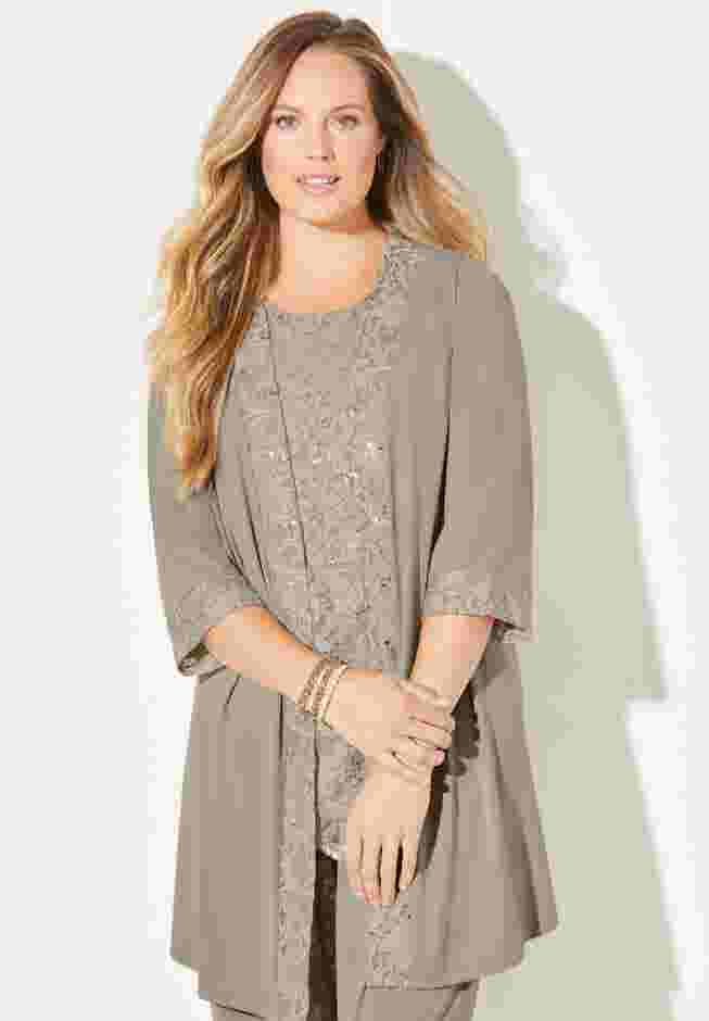 3-Piece Lace Gala Pant Suit image number 3