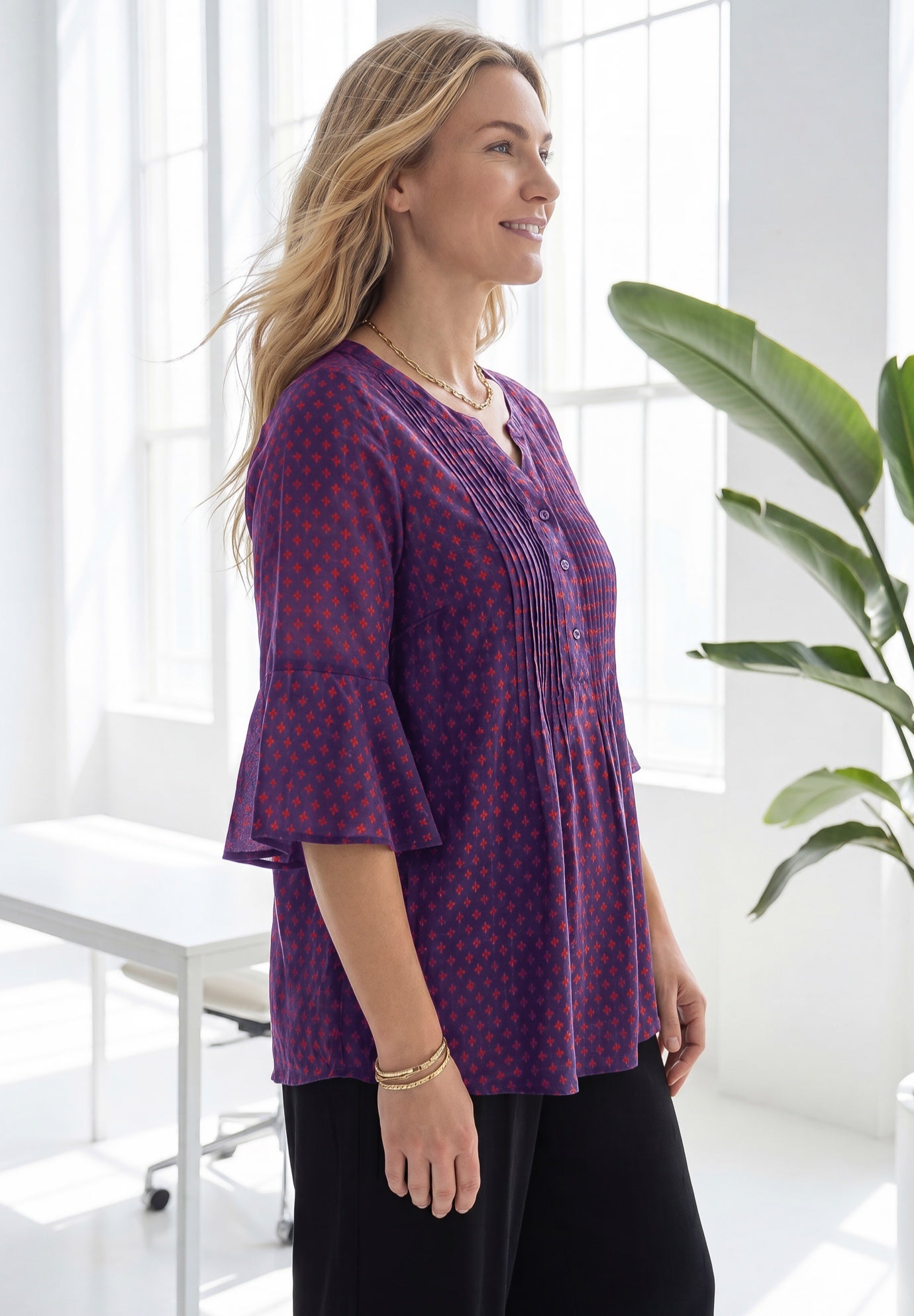Georgette Pintuck Blouse image number 2