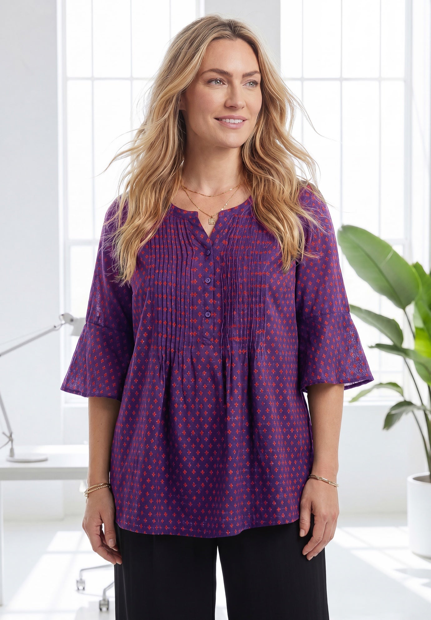 Georgette Pintuck Blouse image number 0