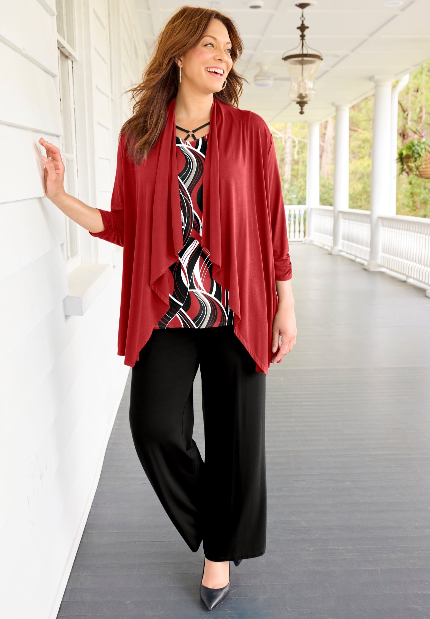 AnyWear Wide Leg Pant | Relaxed, Stretch Knit, Black