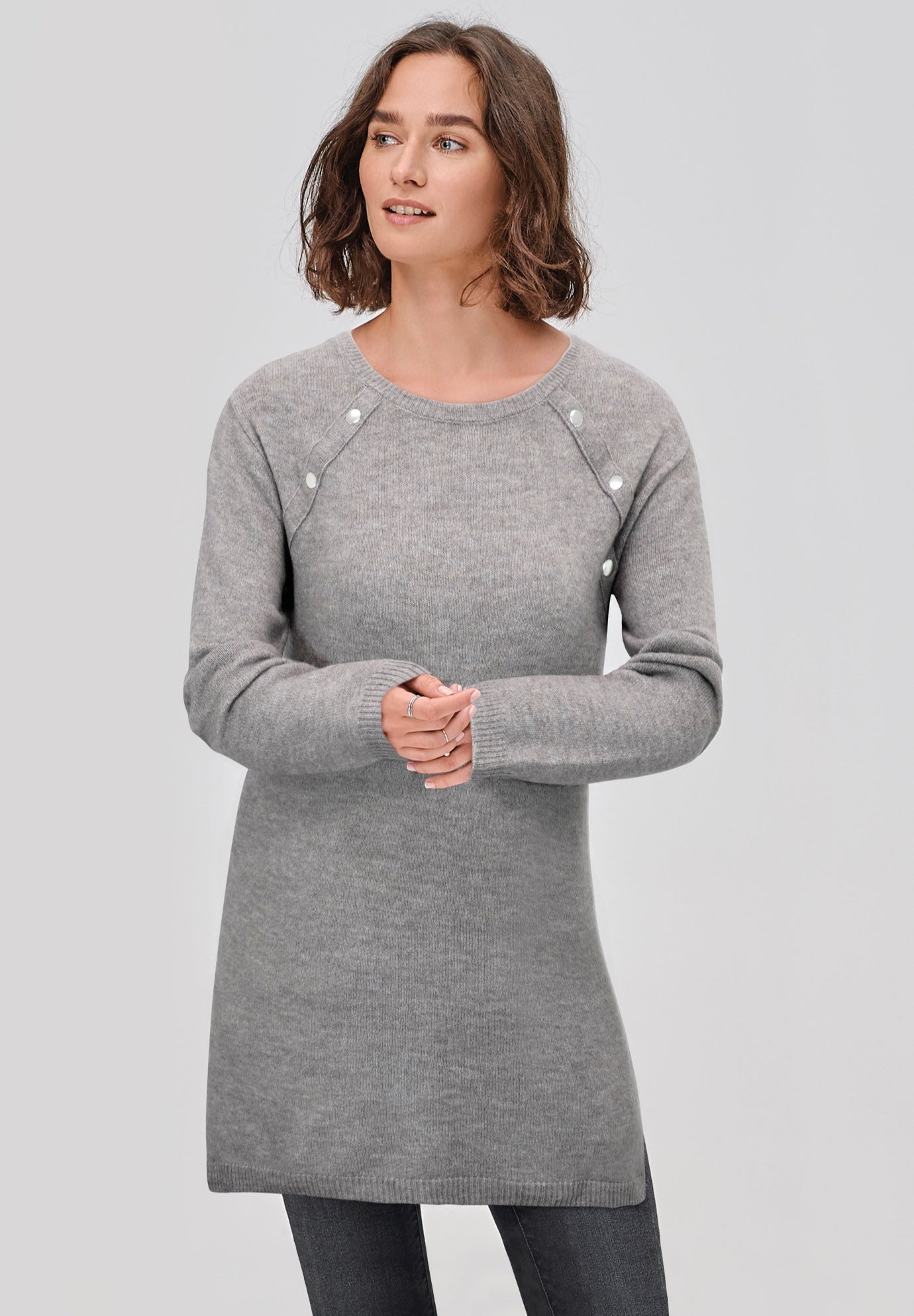 Button-Trim Sweater Tunic image number 0
