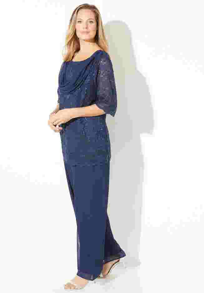 Sparkle & Lace Pant Set image number 2