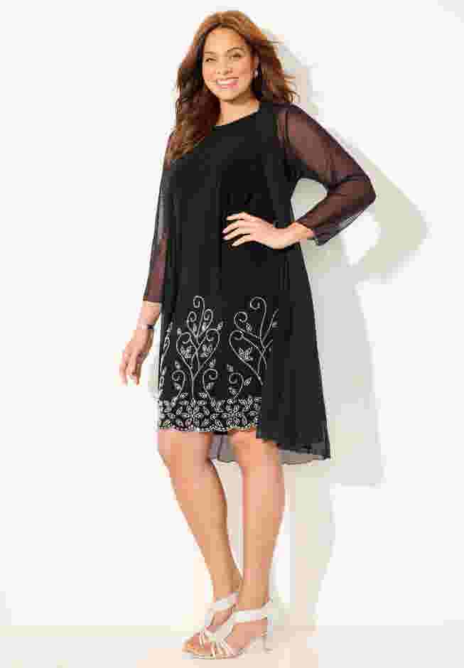 Beaded Trim Jacket Dress Set image number 2
