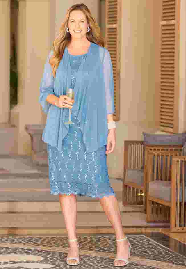 Sparkling Lace Jacket Dress image number 4
