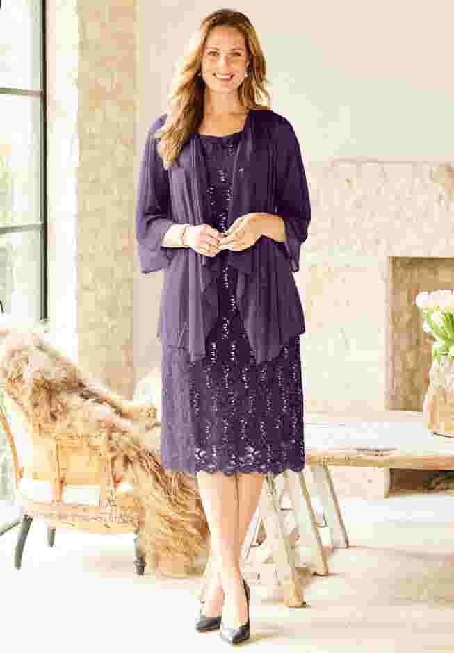 Sparkling Lace Jacket Dress image number 0