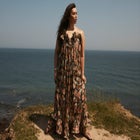 Ruffled Metallic Maxi Dress image number null