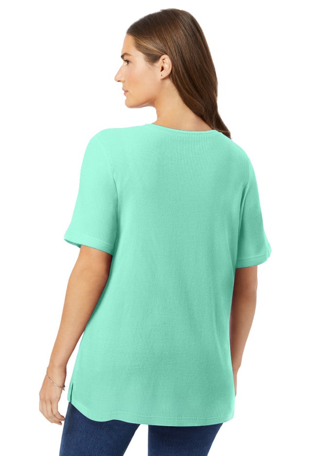 Waffle Thermal Satin Trim Tee image number 1