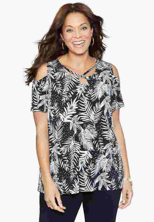 Tropical Wish Open-Shoulder Tee image number 0