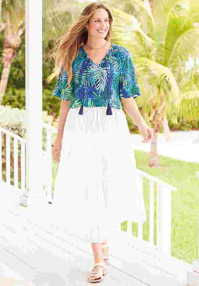 Seasonless Gauze Peasant Top image number 1