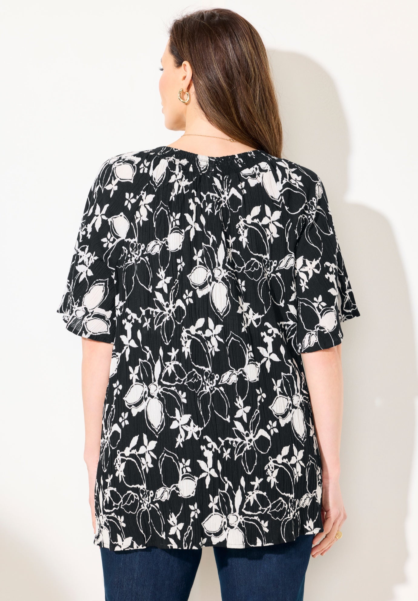 Seasonless Gauze Peasant Top image number 1