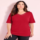 Suprema® Crochet V-Neck Tee image number null