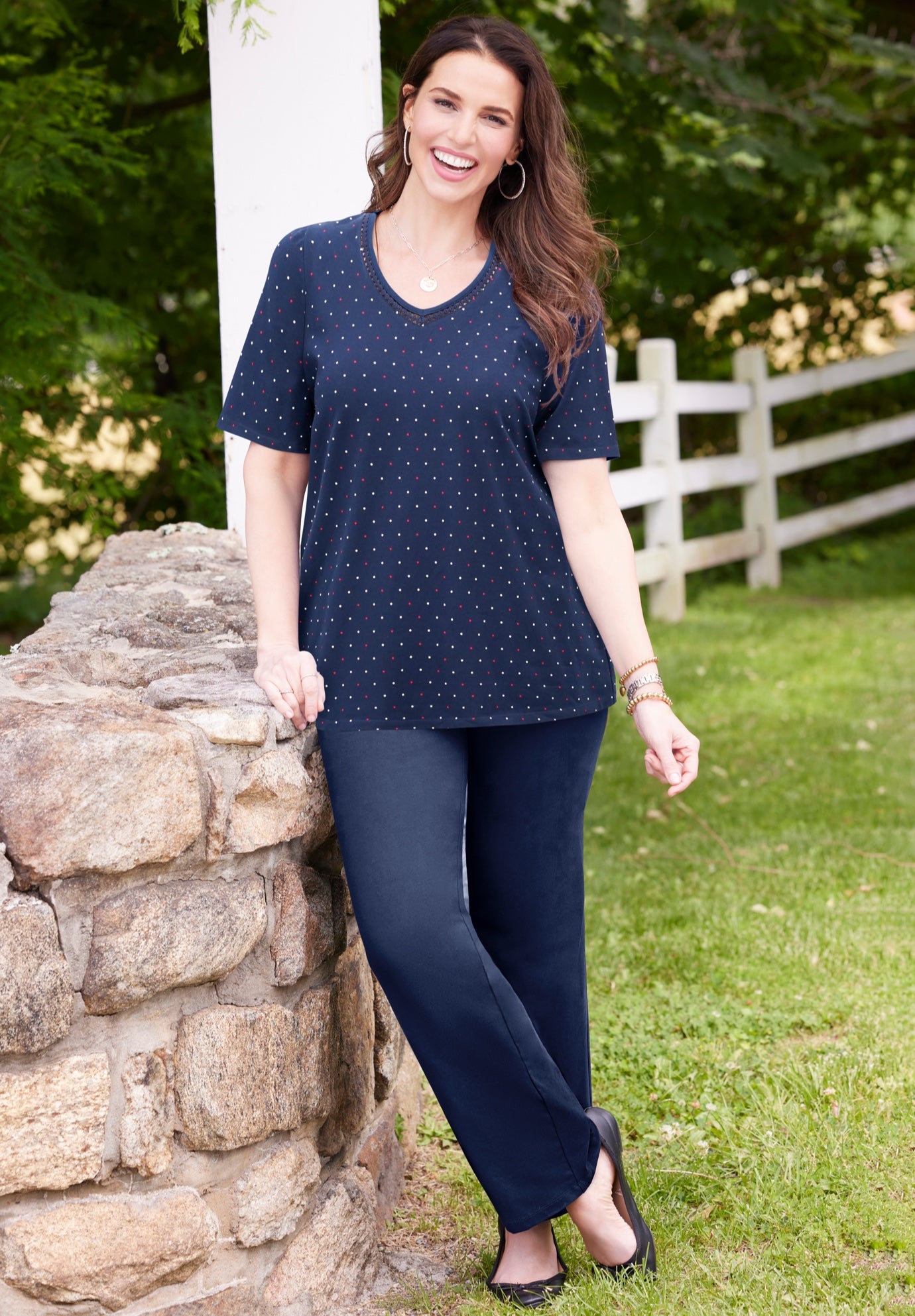 Suprema&reg; Crochet V-Neck Tee image number 1