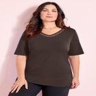 Suprema&reg; Crochet V-Neck Tee image number null