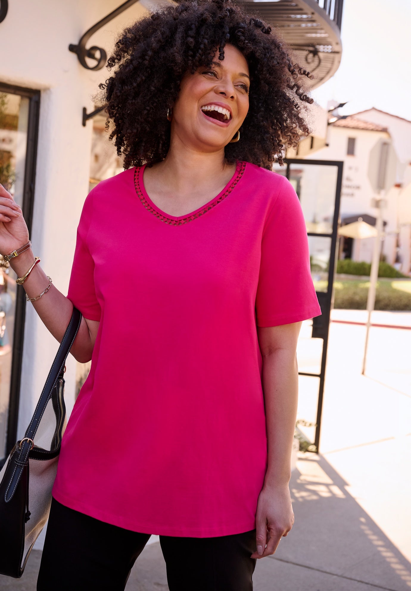 Suprema&reg; Crochet V-Neck Tee image number 0