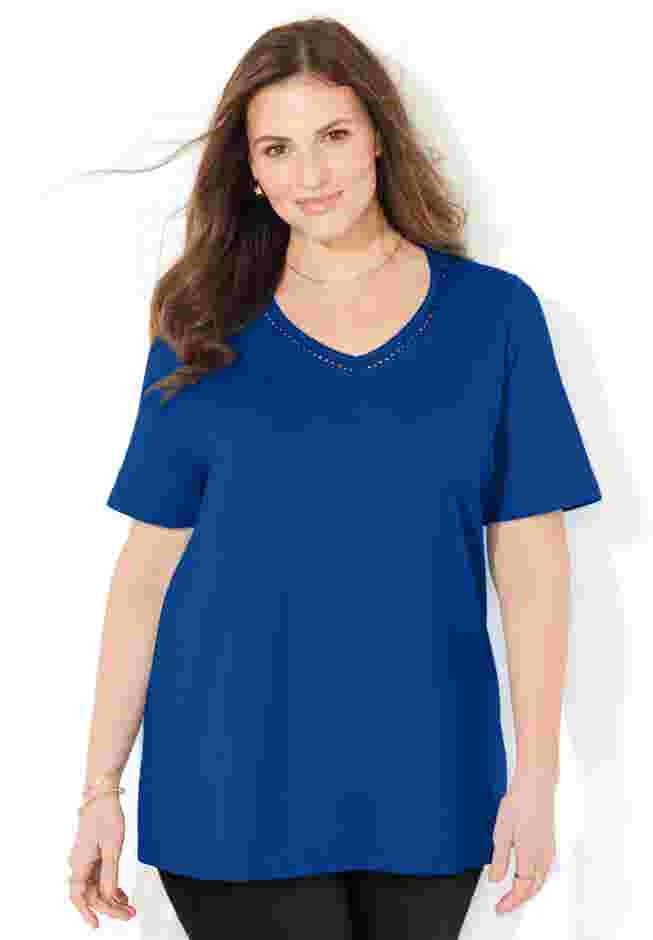 Suprema® Crochet V-Neck Tee image number 0