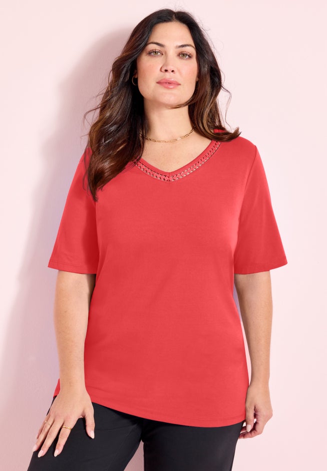 Suprema&reg; Crochet V-Neck Tee image number 1