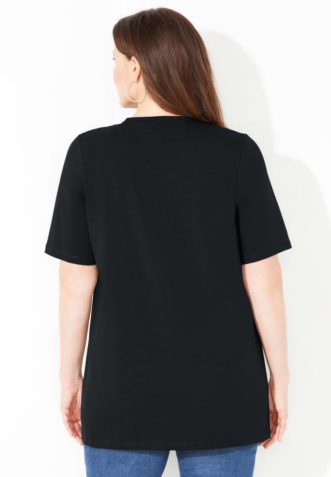 Suprema&reg; Crochet V-Neck Tee image number 2