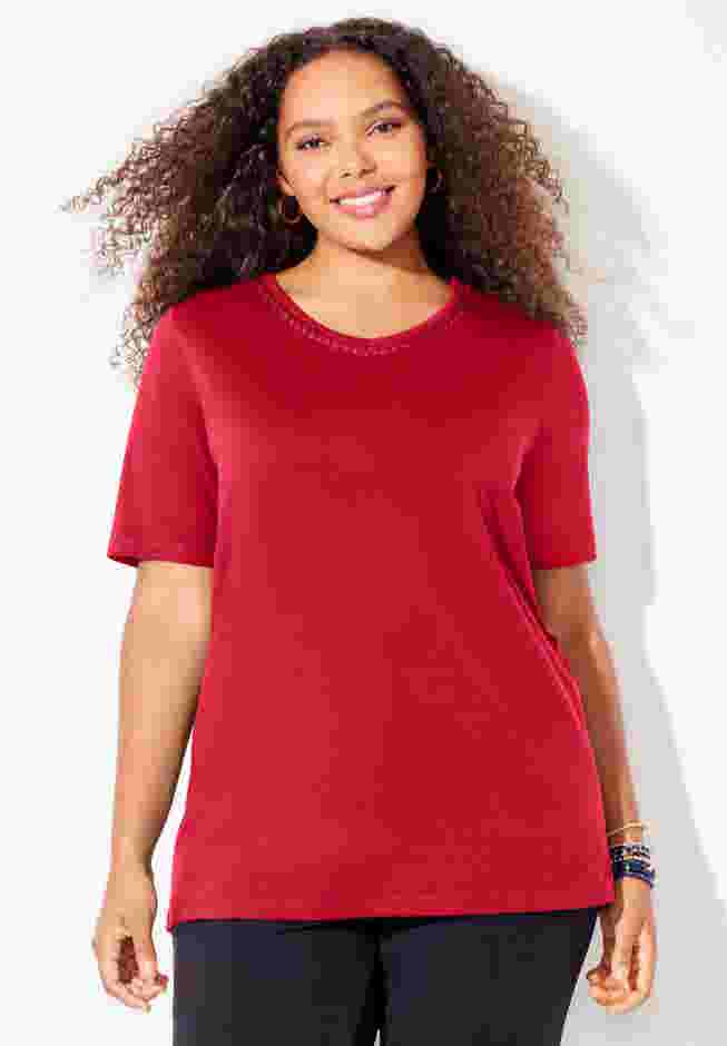 Suprema® Crochet V-Neck Tee image number 0