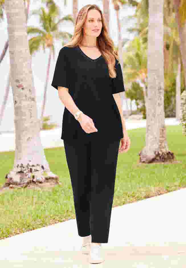 Suprema® Crochet V-Neck Tee image number 0