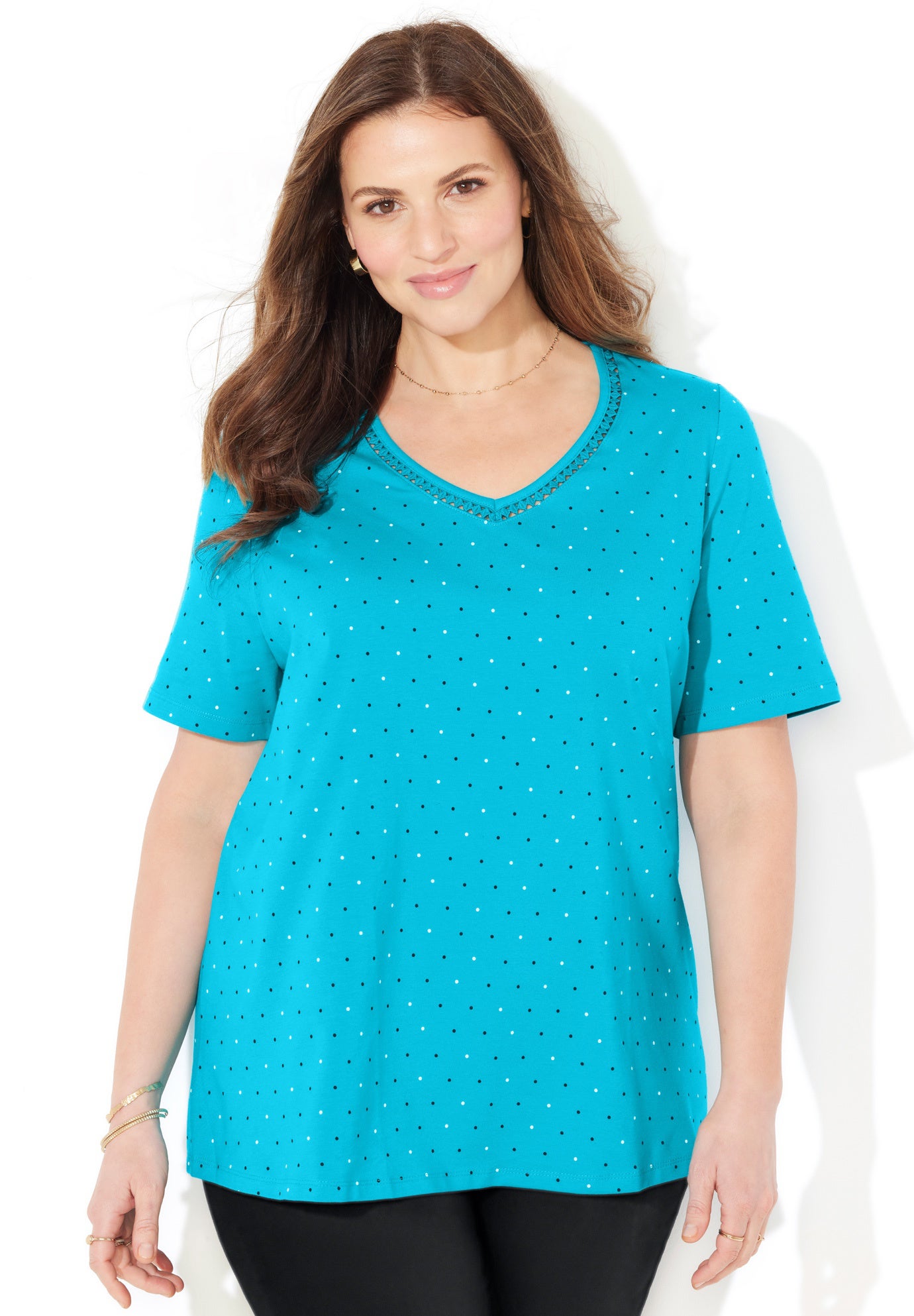 Suprema&reg; Crochet V-Neck Tee image number 0