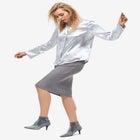 Metallic Satin Button-Down Blouse image number null