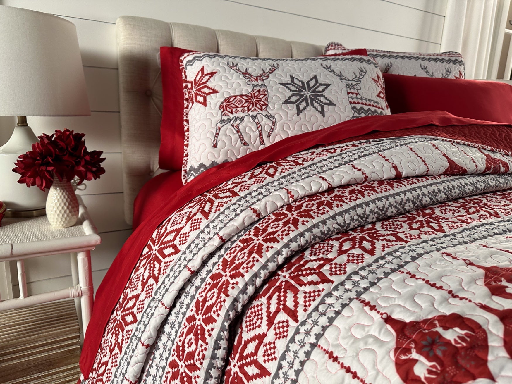 3-Pc. Microfleece Christmas Bedspread Set image number 1