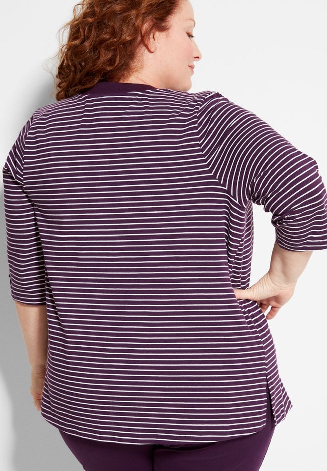 Suprema Striped Cardigan With Sleeve Detail image number 1