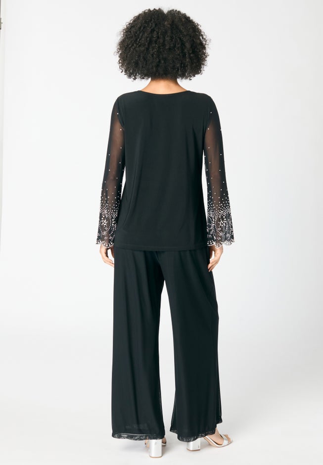 Mesh Overlay Embellished Top image number 1