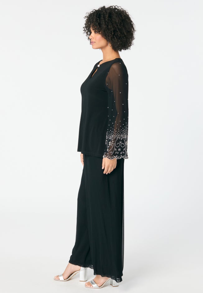 Mesh Overlay Embellished Top image number 2