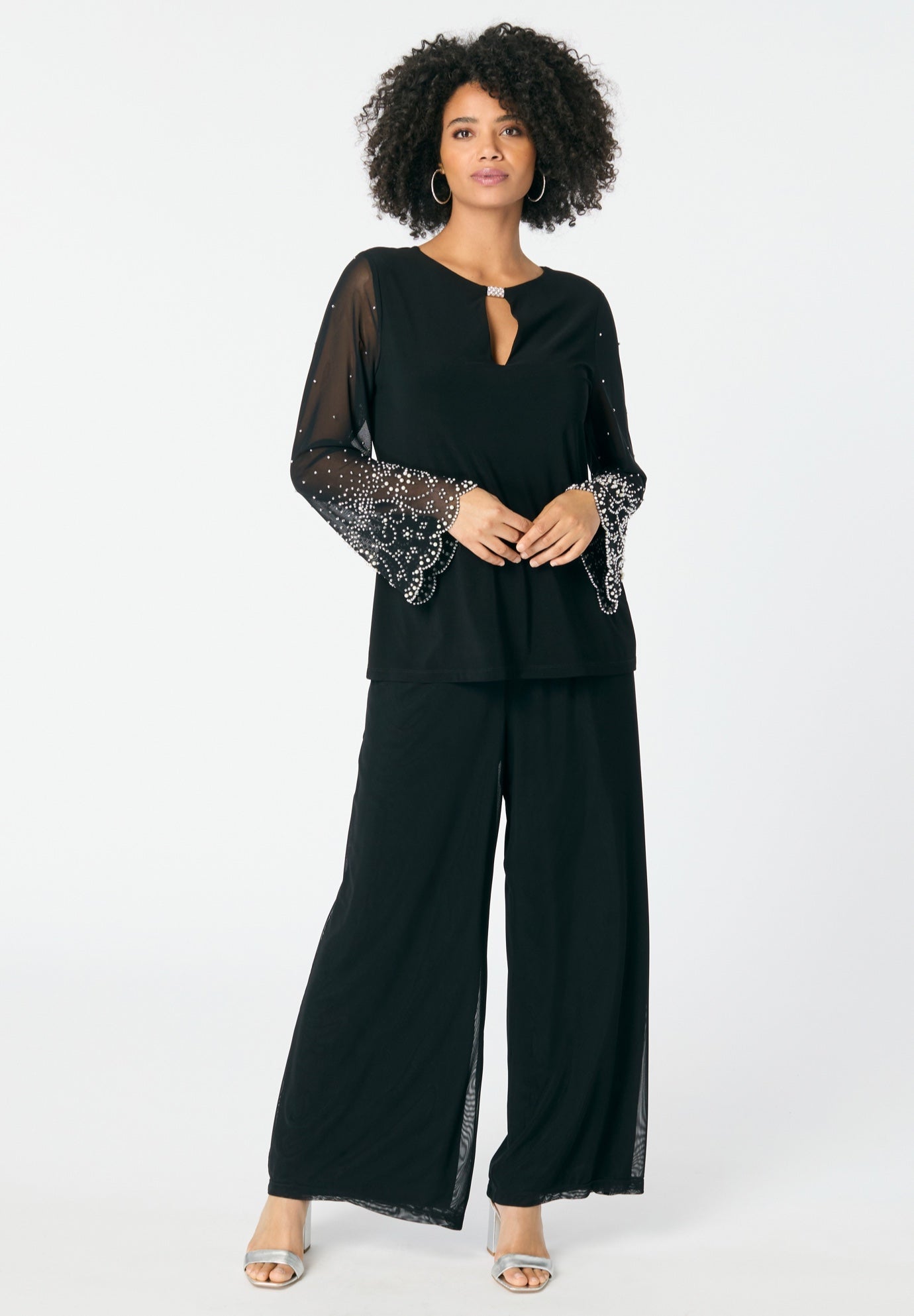 Mesh Overlay Embellished Top image number 0