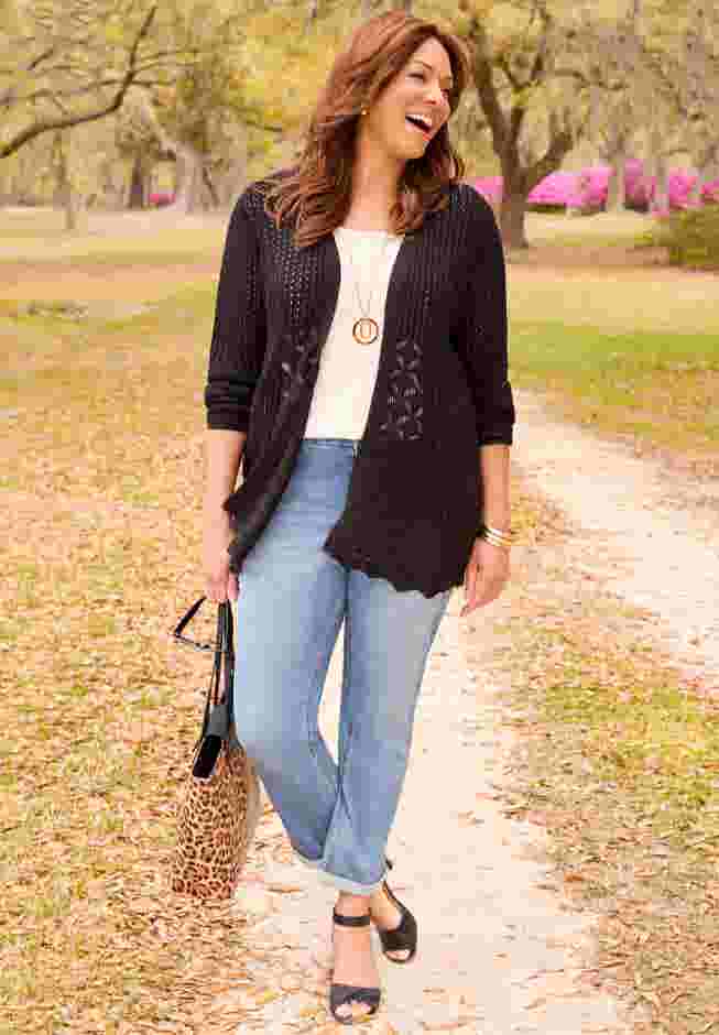 Mixed Stitch Pointelle Cardigan image number 2
