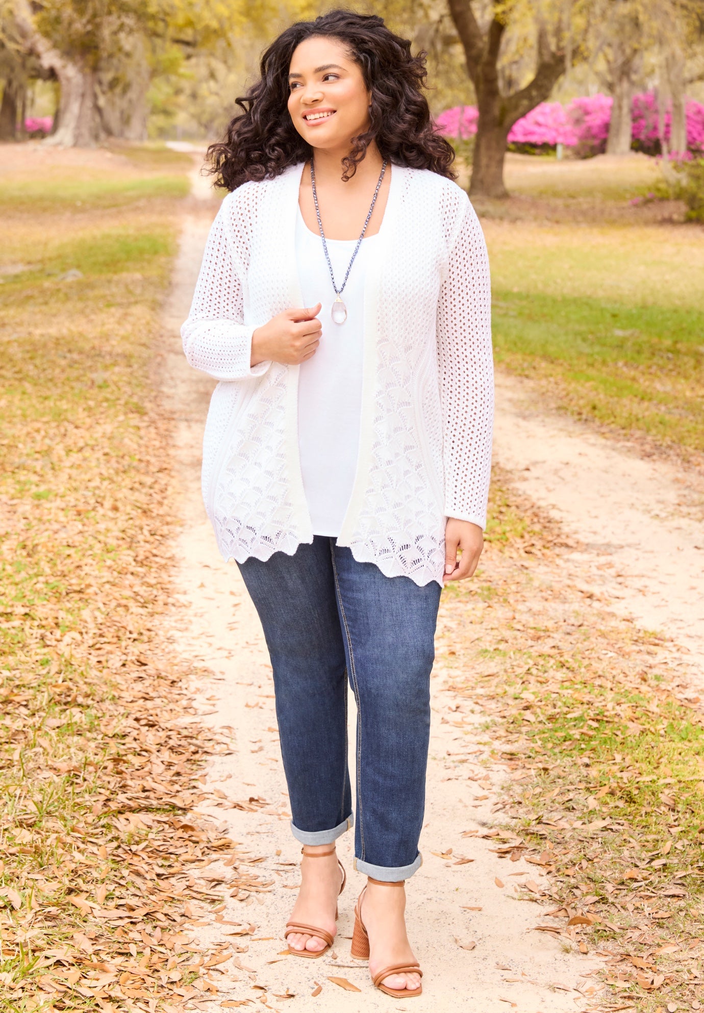 Mixed Stitch Pointelle Cardigan image number 2