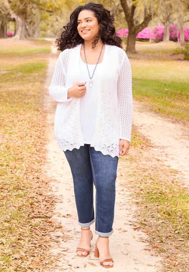 Mixed Stitch Pointelle Cardigan image number 2