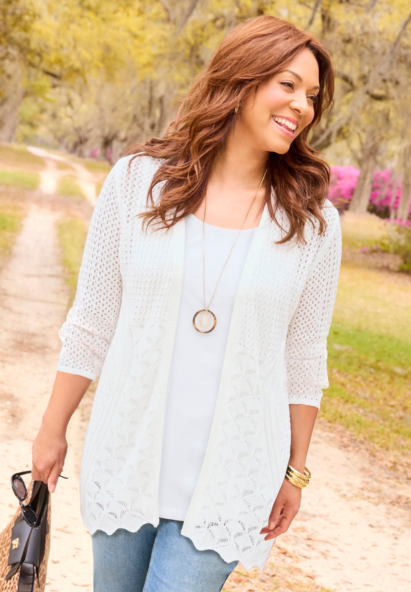 Mixed Stitch Pointelle Cardigan image number 0