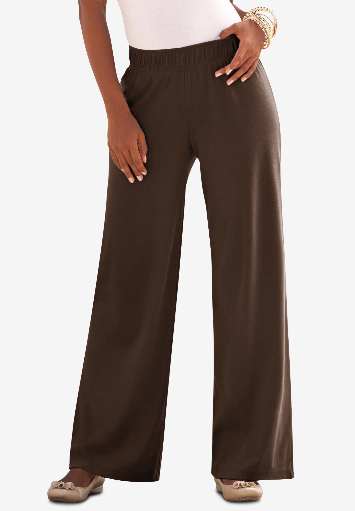 Plus Size Pull-On Wide Leg Soft Knit Pant image number 0