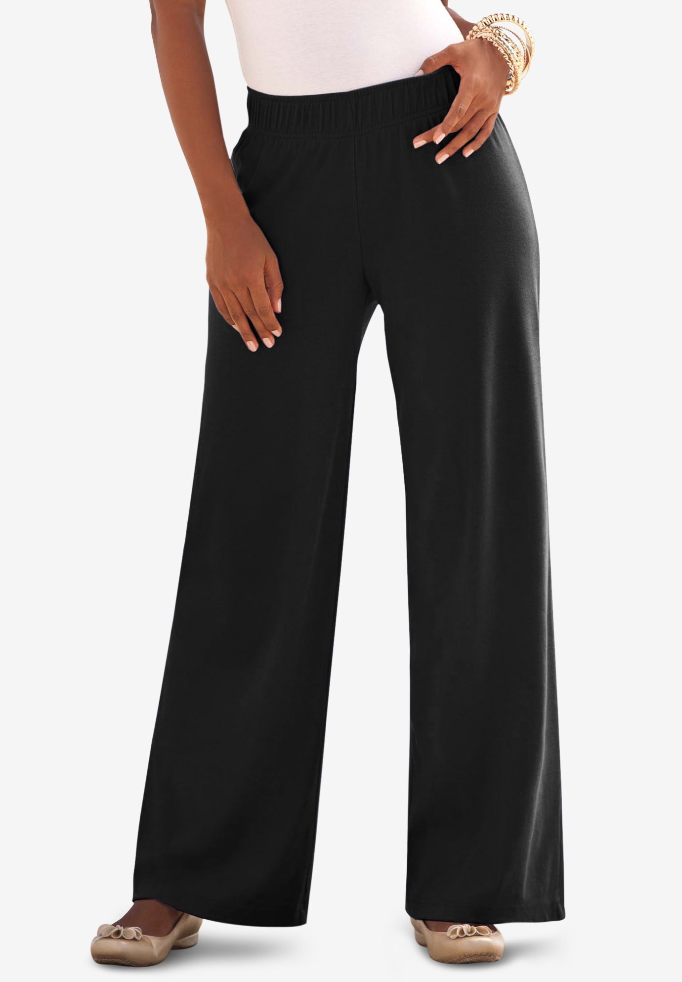 Plus Size Pull-On Wide Leg Soft Knit Pant image number 0