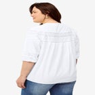 Keyhole Neck Blouse with Crochet Trim image number null