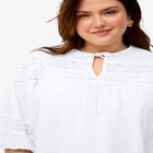 Keyhole Neck Blouse with Crochet Trim image number null