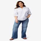 Keyhole Neck Blouse with Crochet Trim image number null