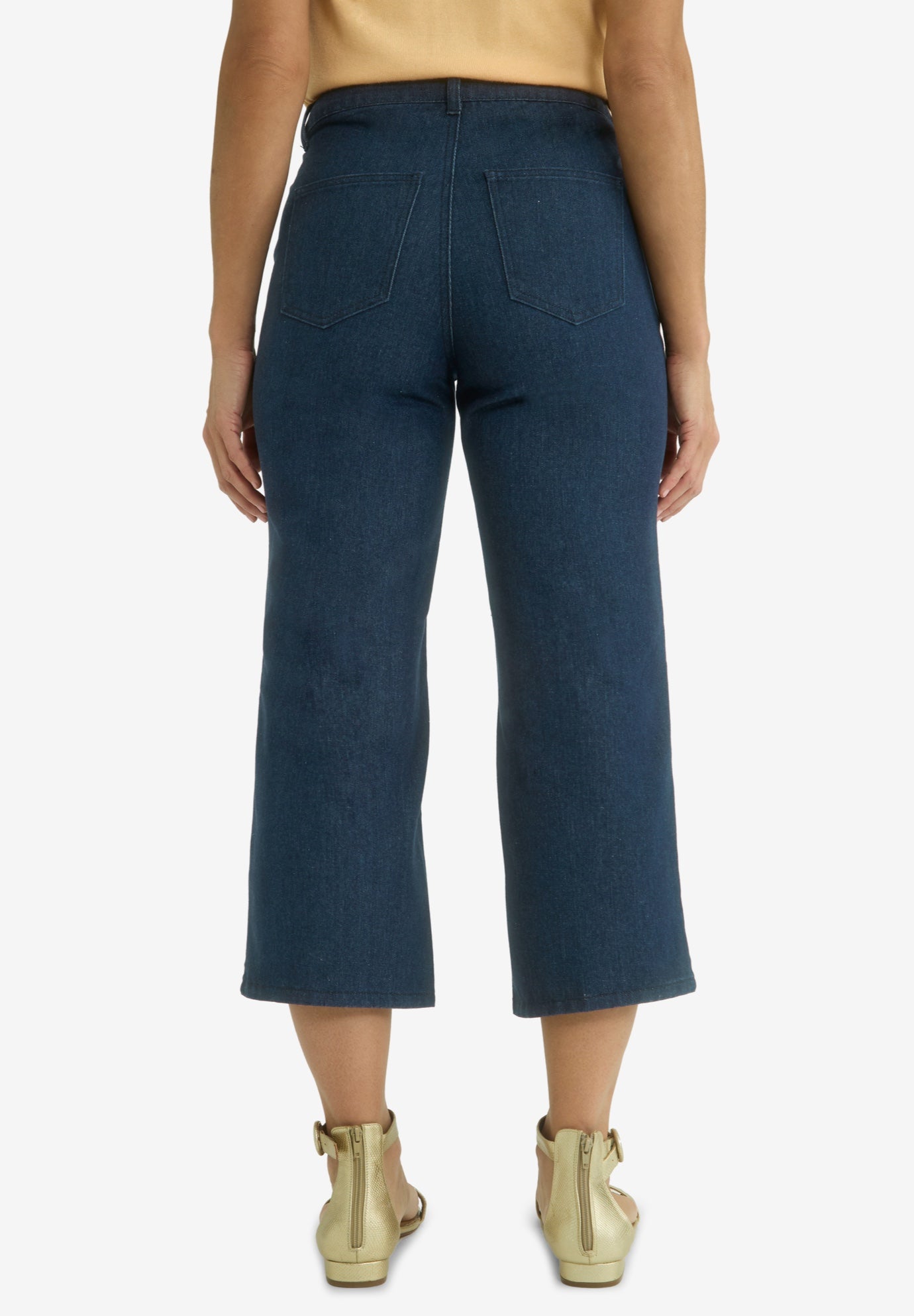 Classic Cotton Denim Wide Leg Crop Jean image number 1