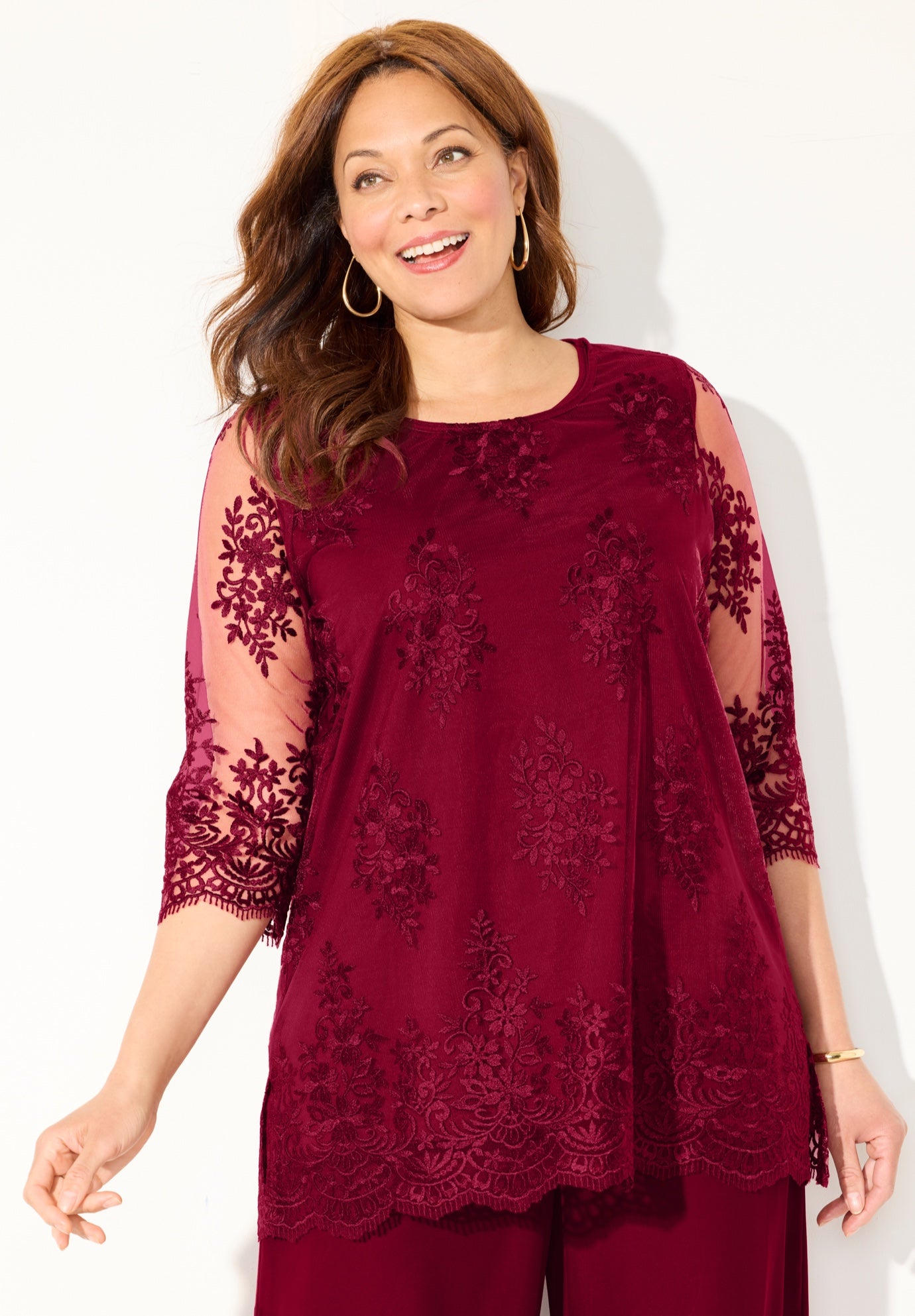 Embroidered Mesh Blouse image number 2