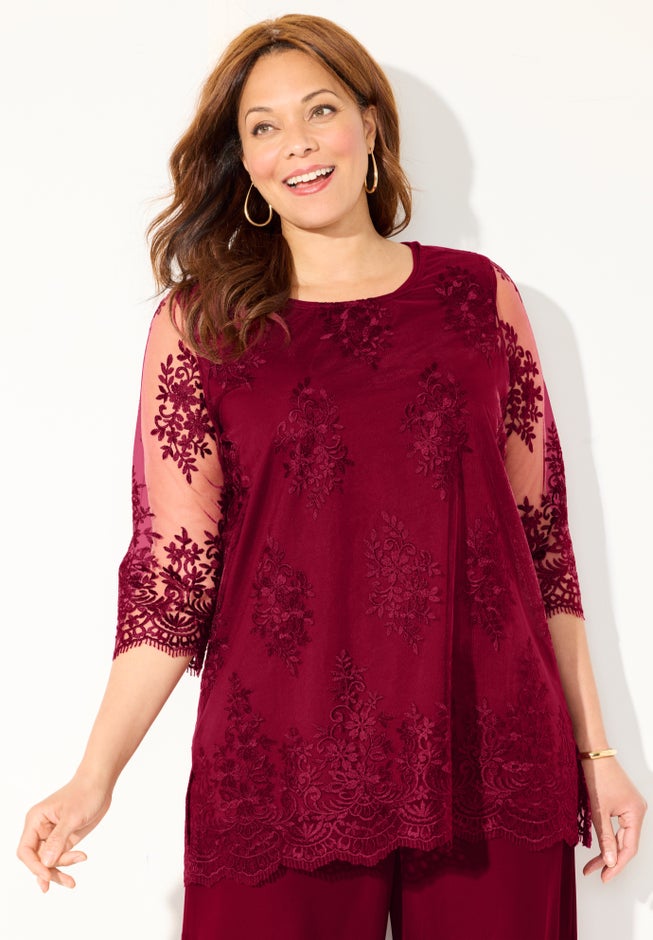 Embroidered Mesh Blouse image number 2