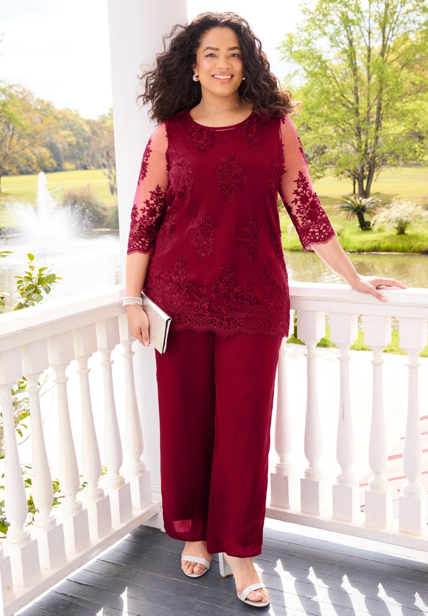 Embroidered Mesh Blouse image number 0