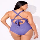Sparkle Ribbed V-Neck One Piece Swimsuit image number 1